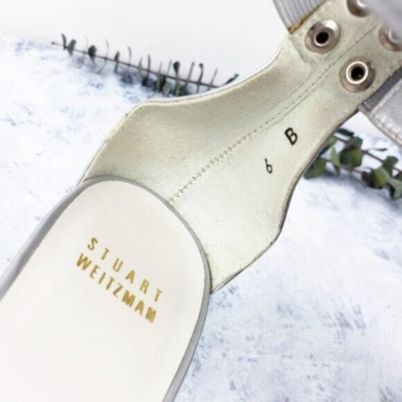 New Stuart Weitzman Chic Metallic Ankle Strap Heels Shoes size 6B - Picture 7 of 10